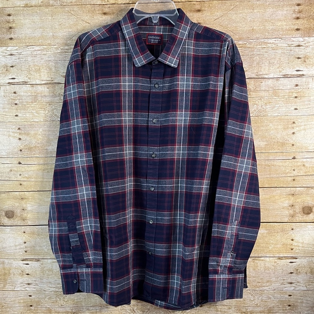 UNTUCKit Blue Red Plaid Button Down Shirt EUC XXXL 3XL